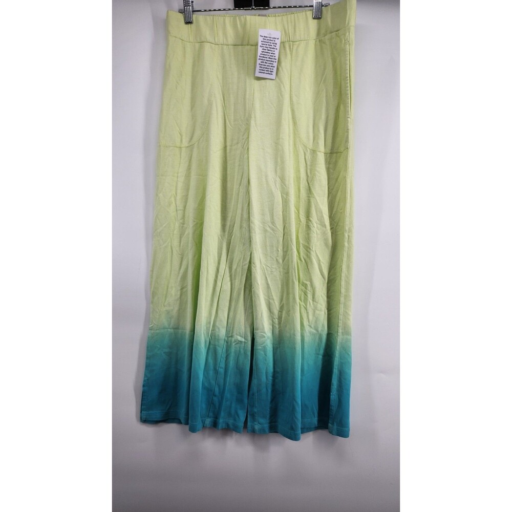 LOGO by Lori Goldstein Women's Medium Beach to Street Dip Dye Crop Pant